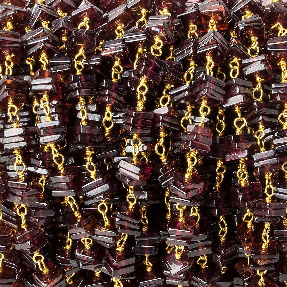 5mm Pyrope Garnet square heishi Vermeil Chain by the foot (ONLINE ORDER ONLY)