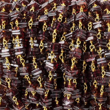 5mm Pyrope Garnet square heishi Vermeil Chain by the foot (ONLINE ORDER ONLY)