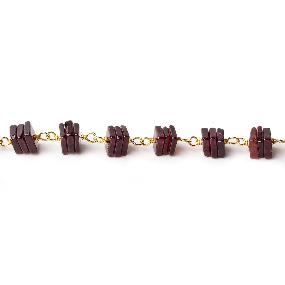 5mm Pyrope Garnet square heishi Vermeil Chain by the foot (ONLINE ORDER ONLY)