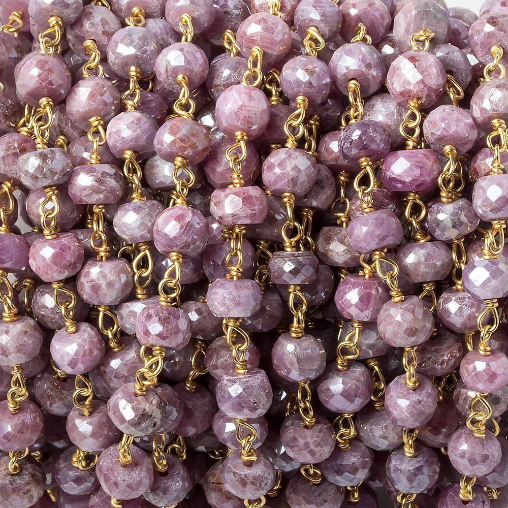 4mm Mystic Pink Sapphire rondelle Vermeil Chain 36 pieces per foot (ONLINE ORDER ONLY)