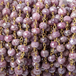 4mm Mystic Pink Sapphire rondelle Vermeil Chain 36 pieces per foot (ONLINE ORDER ONLY)