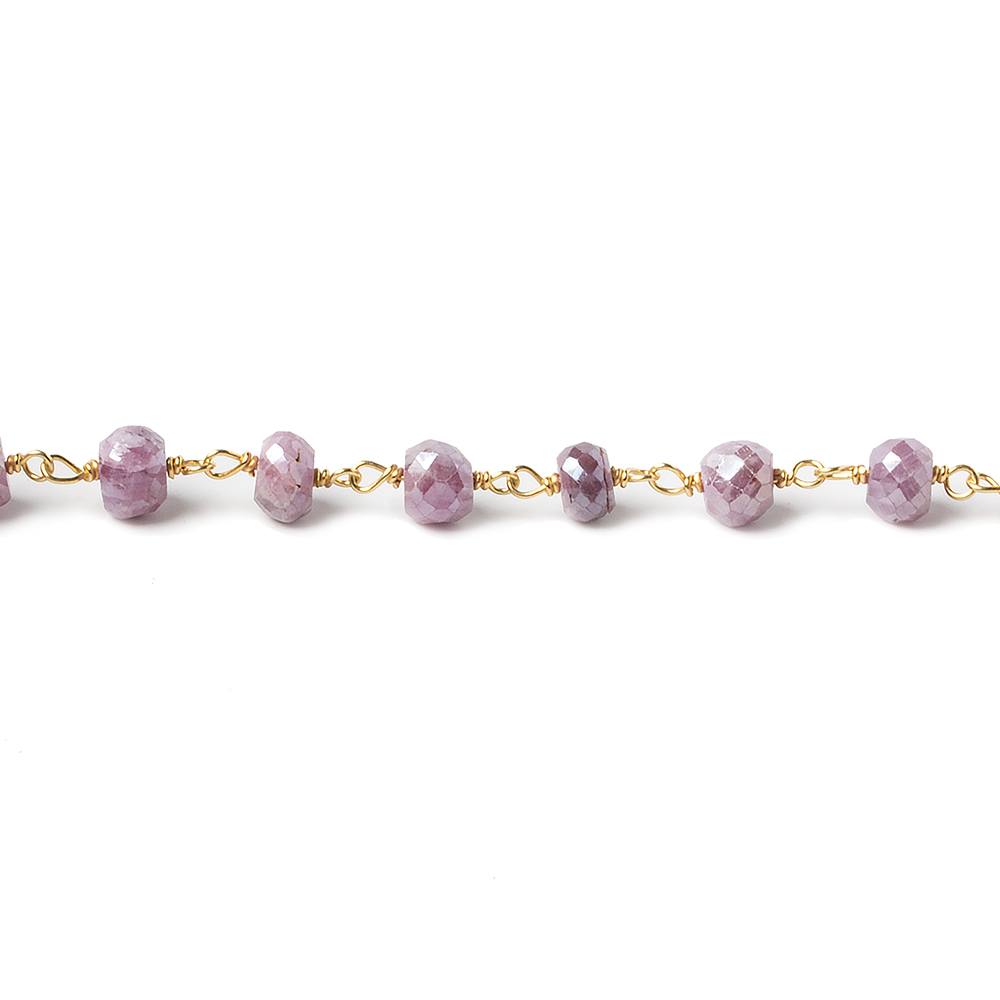 4mm Mystic Pink Sapphire rondelle Vermeil Chain 36 pieces per foot (ONLINE ORDER ONLY)