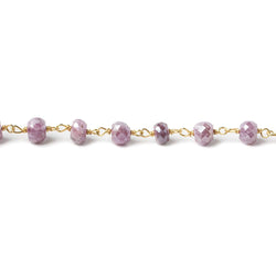 4mm Mystic Pink Sapphire rondelle Vermeil Chain 36 pieces per foot (ONLINE ORDER ONLY)