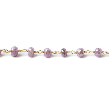 4mm Mystic Pink Sapphire rondelle Vermeil Chain 36 pieces per foot (ONLINE ORDER ONLY)