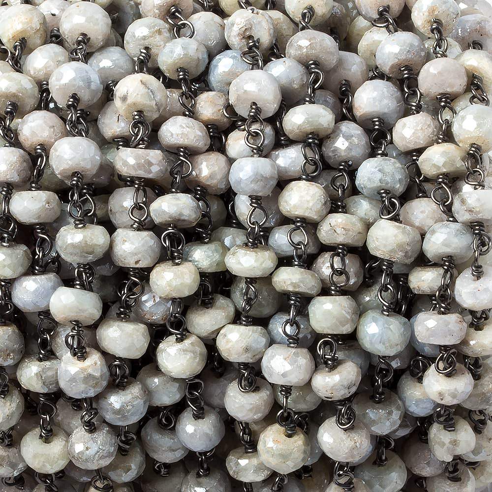 5.5mm Mystic Sapphire Faceted rondelle Black Gold over .925 Chain (ONLINE ORDER ONLY)