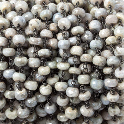 5.5mm Mystic Sapphire Faceted rondelle Black Gold over .925 Chain (ONLINE ORDER ONLY)