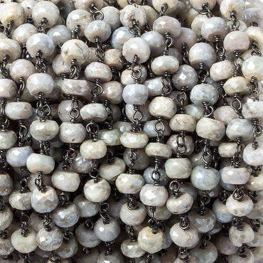 5.5mm Mystic Sapphire Faceted rondelle Black Gold over .925 Chain (ONLINE ORDER ONLY)