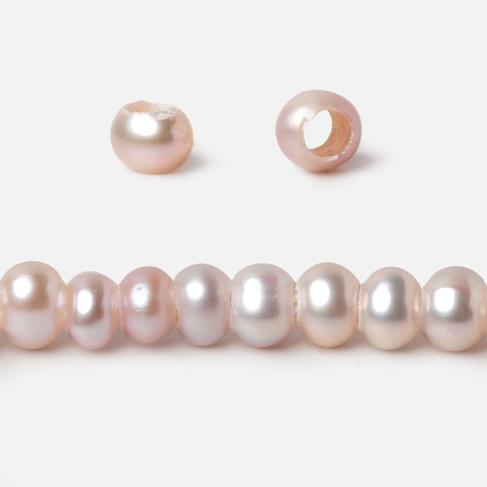 5mm Soft Pink Off Round 2.5mm Large Hole Pearls 15 inch 100 pieces (ONLINE ORDER ONLY)