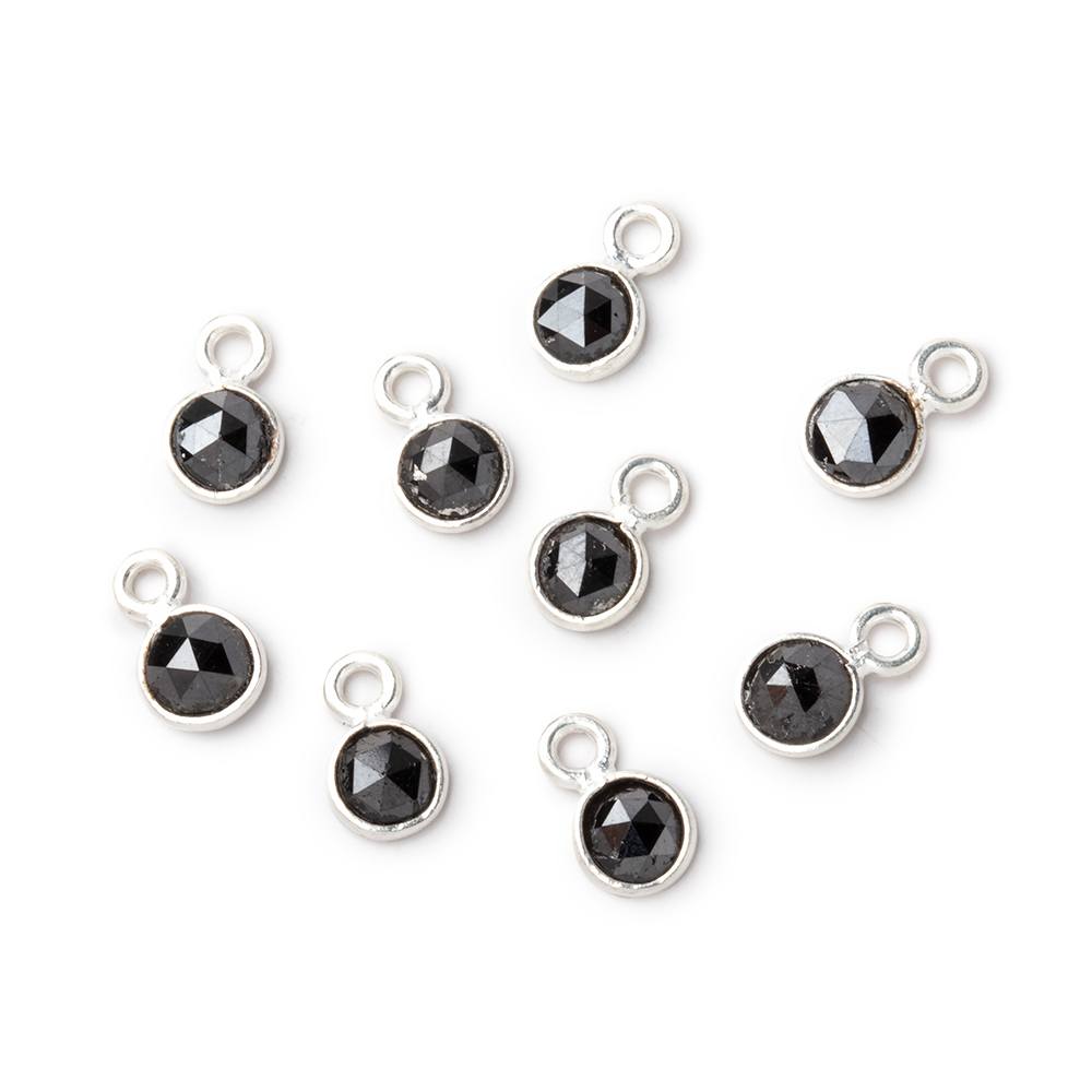 5mm Sterling Silver Bezel Black Diamond Faceted Coin Pendant 1 focal piece (ONLINE ORDER ONLY)