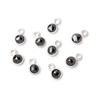 5mm Sterling Silver Bezel Black Diamond Faceted Coin Pendant 1 focal piece (ONLINE ORDER ONLY)