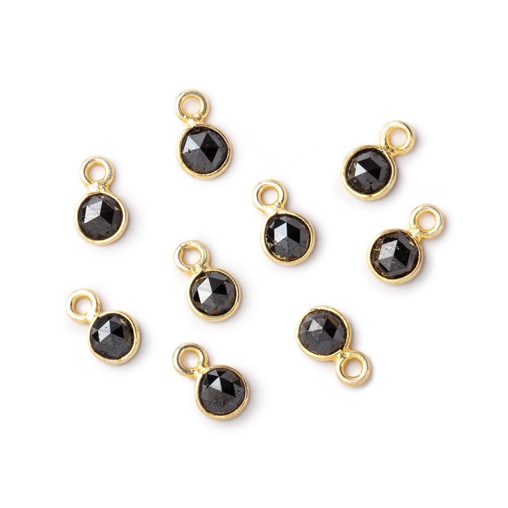 5mm Vermeil Bezel Black Diamond Faceted Coin Pendant 1 focal piece (ONLINE ORDER ONLY)