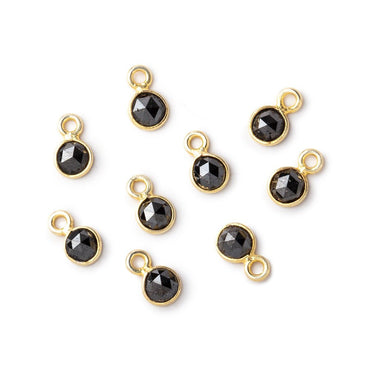 5mm Vermeil Bezel Black Diamond Faceted Coin Pendant 1 focal piece (ONLINE ORDER ONLY)