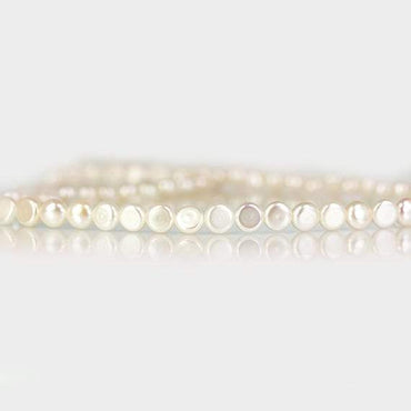 5mm White Button Freshwater Pearls, 15 inch (ONLINE ORDER ONLY)