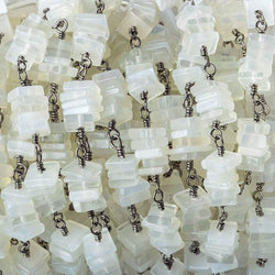 5mm White Moonstone square heishi Black Gold .925 Chain by the foot (ONLINE ORDER ONLY)