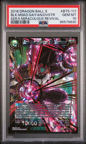 2018 DRAGON BALL SUPER MIRACULOUS REVIVAL BLK.MSKD.SAIYAN/DVSTR #BT5-111 PSA 10 (Online Order Only)