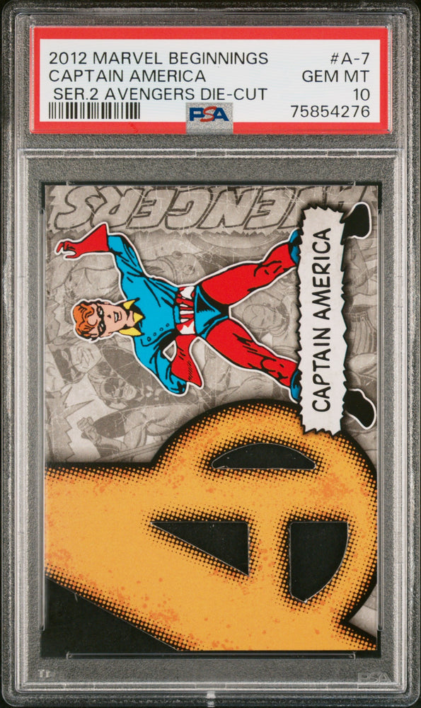 2012 MARVEL BEGINNINGS SERIES 2 AVENGERS DIE-CUT CAPTAIN AMERICA #A-7 - PSA 10 (Online Order Only)