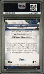 Graded 2023 Topps Bowmans Best Junior Caminero #TP18 Top Prospects Aqua Lava /199 Rookie RC Baseball Card PSA 10 Gem Mint (ONLINE ORDER ONLY)