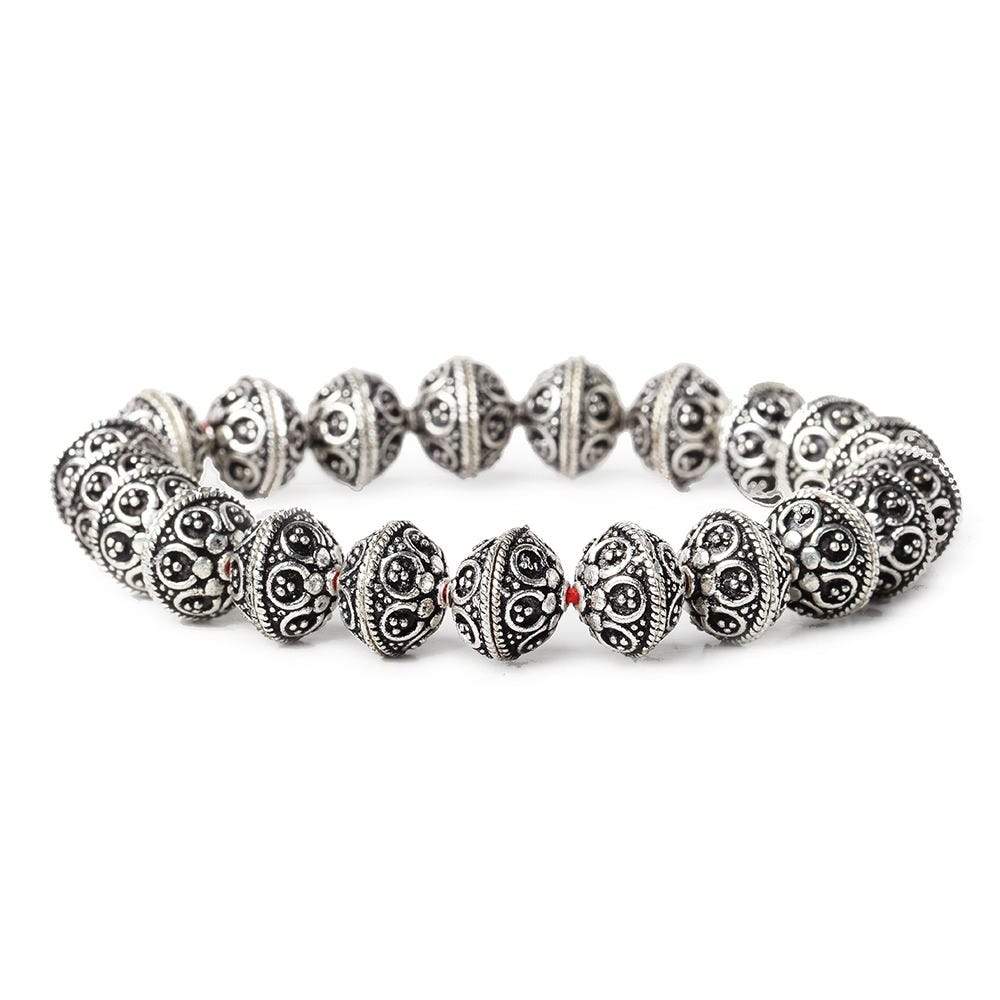 5x10mm Antiqued Sterling Silver Plated Copper Bead Cap Bali Design 8 inch 42 beads (ONLINE ORDER ONLY)