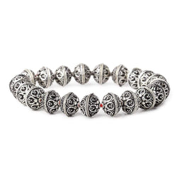 5x10mm Antiqued Sterling Silver Plated Copper Bead Cap Bali Design 8 inch 42 beads (ONLINE ORDER ONLY)