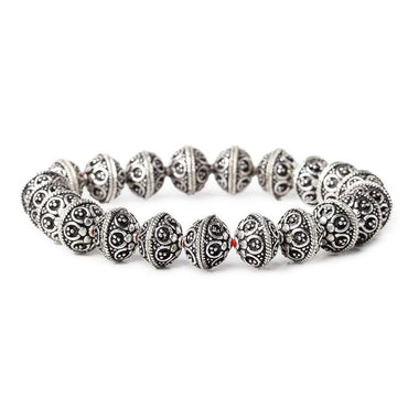 5x10mm Antiqued Sterling Silver Plated Copper Bead Cap Bali Design 8 inch 42 beads (ONLINE ORDER ONLY)