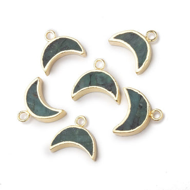 5x11mm Gold Leafed Emerald Crescent Moon Focal Pendant 1 piece (ONLINE ORDER ONLY)