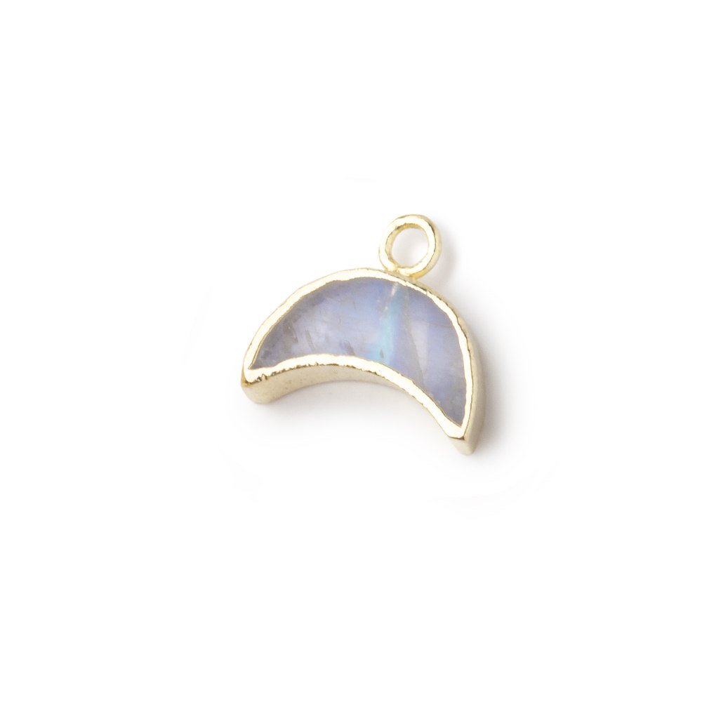 5x11mm Gold Leafed Rainbow Moonstone Crescent Moon Focal Pendant 1 piece (ONLINE ORDER ONLY)