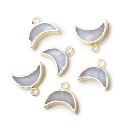 5x11mm Gold Leafed Rainbow Moonstone Crescent Moon Focal Pendant 1 piece (ONLINE ORDER ONLY)