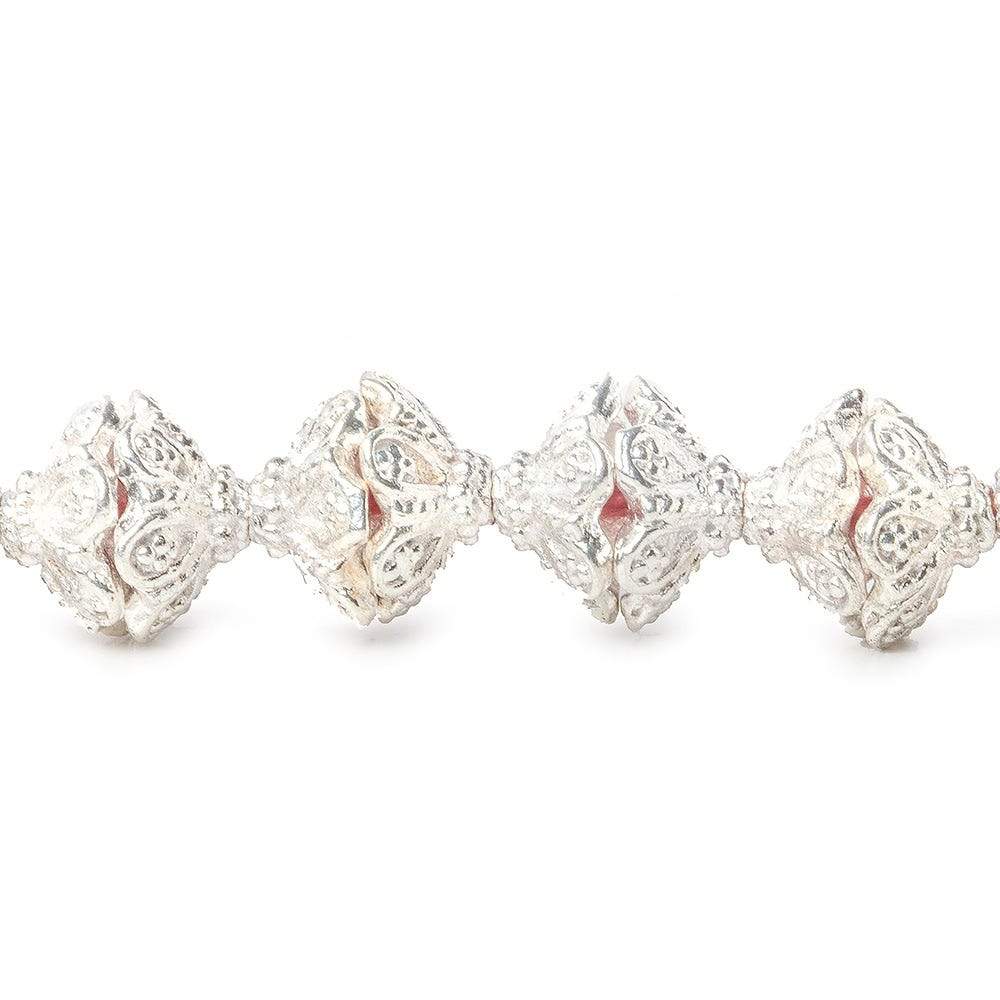 5x11mm Sterling Silver Plated Copper Flower With Twisted Bead Cap 8 inch 38 beads (ONLINE ORDER ONLY)