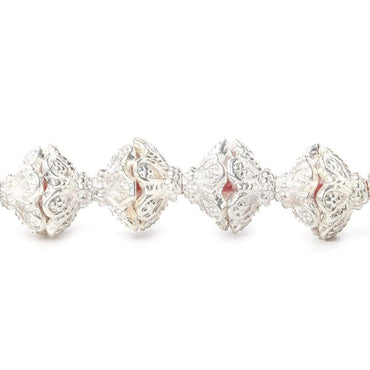 5x11mm Sterling Silver Plated Copper Flower With Twisted Bead Cap 8 inch 38 beads (ONLINE ORDER ONLY)