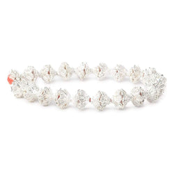 5x11mm Sterling Silver Plated Copper Flower With Twisted Bead Cap 8 inch 38 beads (ONLINE ORDER ONLY)