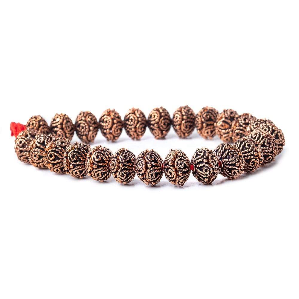 5x12x12mm Antiqued Copper Bead Cap with Bali Scalloped Edge Scroll 8 inch 48 pcs (ONLINE ORDER ONLY)