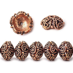 5x12x12mm Antiqued Copper Bead Cap with Bali Scalloped Edge Scroll 8 inch 48 pcs (ONLINE ORDER ONLY)