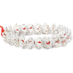 5x13x13mm Sterling Silver Plated Copper Flower Cut Bead Cap 8 inch 44 beads (ONLINE ORDER ONLY)