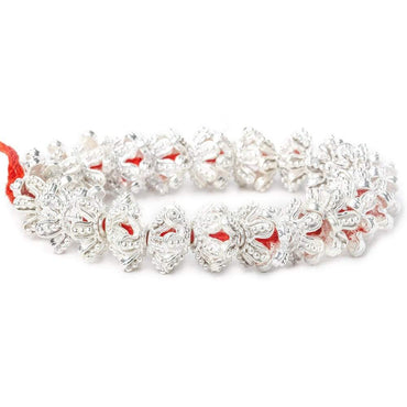 5x13x13mm Sterling Silver Plated Copper Flower Cut Bead Cap 8 inch 44 beads (ONLINE ORDER ONLY)