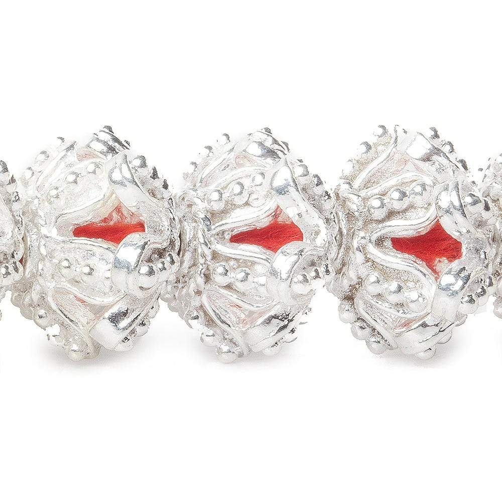 5x13x13mm Sterling Silver Plated Copper Flower Cut Bead Cap 8 inch 44 beads (ONLINE ORDER ONLY)