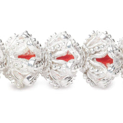 5x13x13mm Sterling Silver Plated Copper Flower Cut Bead Cap 8 inch 44 beads (ONLINE ORDER ONLY)