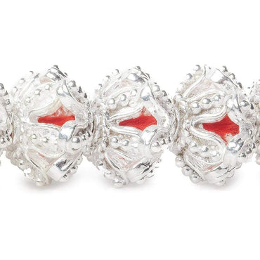 5x13x13mm Sterling Silver Plated Copper Flower Cut Bead Cap 8 inch 44 beads (ONLINE ORDER ONLY)