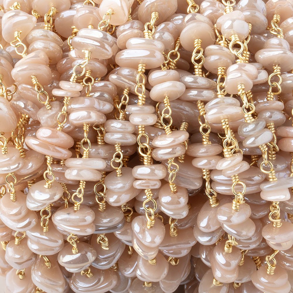 5x2mm Mystic Moonstone Plain Nugget Clusters on Gold Plated Chain (ONLINE ORDER ONLY)