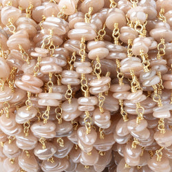 5x2mm Mystic Moonstone Plain Nugget Clusters on Gold Plated Chain (ONLINE ORDER ONLY)