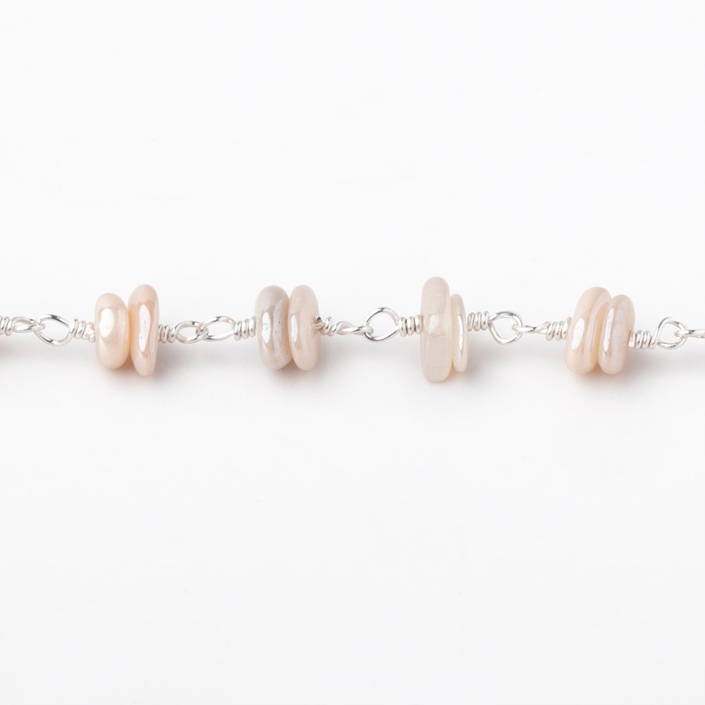 5x2mm Mystic Moonstone Plain Nugget Clusters on Silver Plated Chain (ONLINE ORDER ONLY)