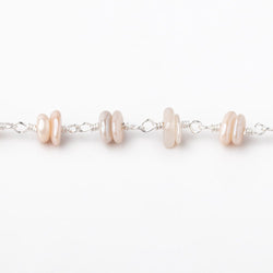 5x2mm Mystic Moonstone Plain Nugget Clusters on Silver Plated Chain (ONLINE ORDER ONLY)