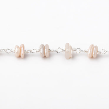 5x2mm Mystic Moonstone Plain Nugget Clusters on Silver Plated Chain (ONLINE ORDER ONLY)