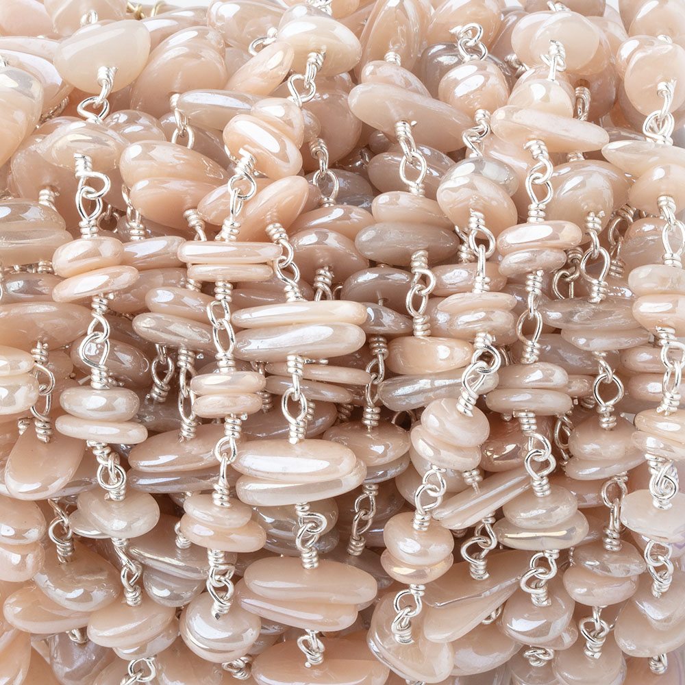 5x2mm Mystic Moonstone Plain Nugget Clusters on Silver Plated Chain (ONLINE ORDER ONLY)