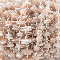 5x2mm Mystic Moonstone Plain Nugget Clusters on Silver Plated Chain (ONLINE ORDER ONLY)