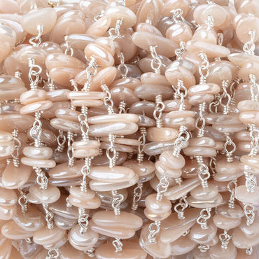 5x2mm Mystic Moonstone Plain Nugget Clusters on Silver Plated Chain (ONLINE ORDER ONLY)