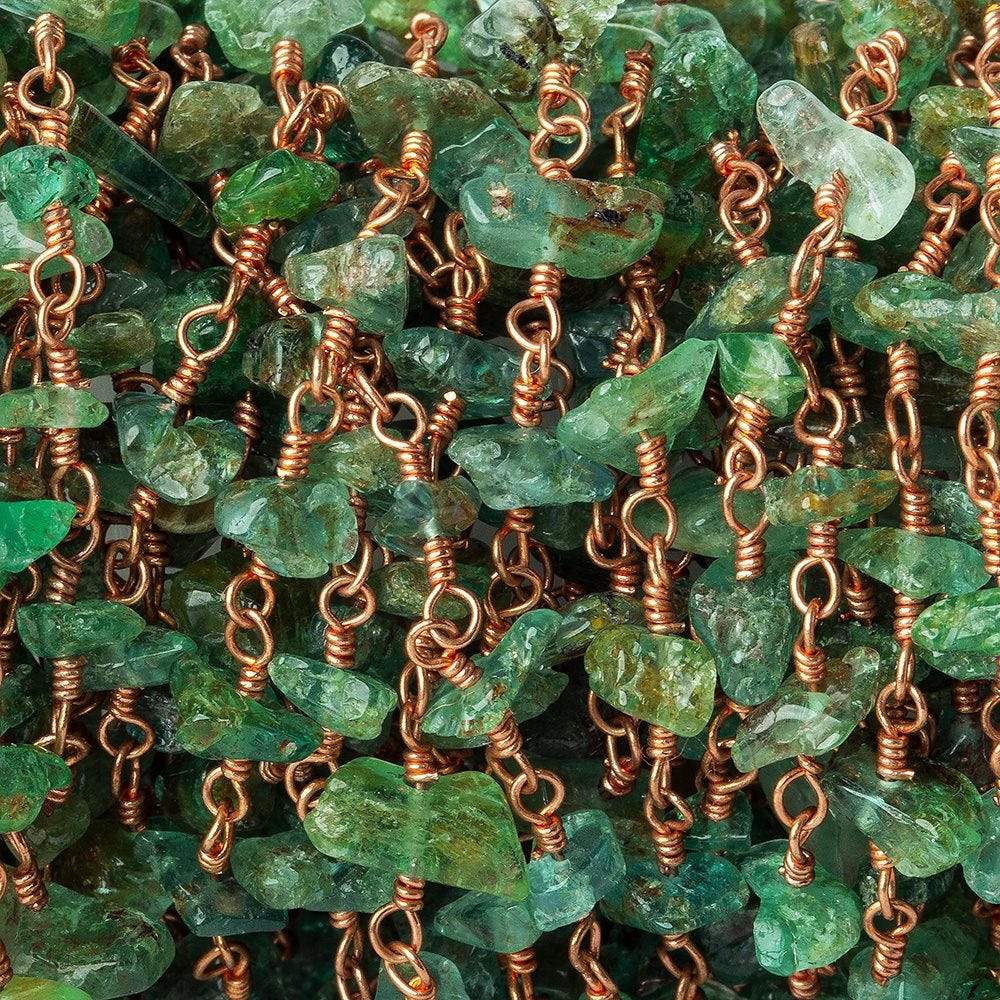 5x3-6x4mm Emerald chip nugget Rose Gold plated Silver Chain by the foot (ONLINE ORDER ONLY)