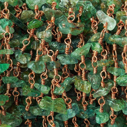 5x3-6x4mm Emerald chip nugget Rose Gold plated Silver Chain by the foot (ONLINE ORDER ONLY)