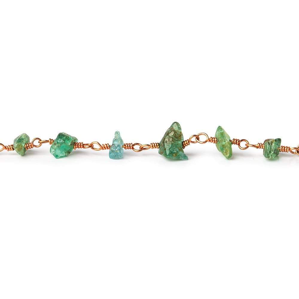 5x3-6x4mm Emerald chip nugget Rose Gold plated Silver Chain by the foot (ONLINE ORDER ONLY)