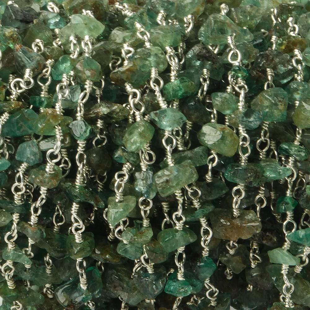 5x3-6x4mm Emerald chip nugget Silver Chain by the foot (ONLINE ORDER ONLY)