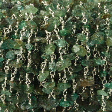 5x3-6x4mm Emerald chip nugget Silver Chain by the foot (ONLINE ORDER ONLY)